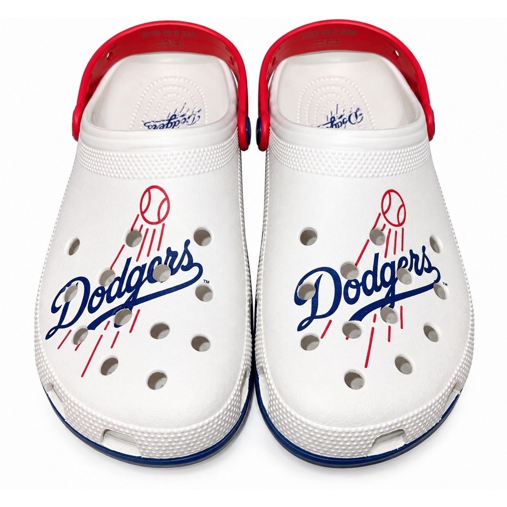 Crocs MLB LA Dodgers Classic Clog White Red Blue Men's Size 12